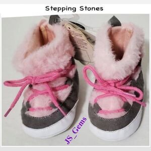 New Stepping Stones Booties Kid Girl Size 4 Pink Shoes NWT